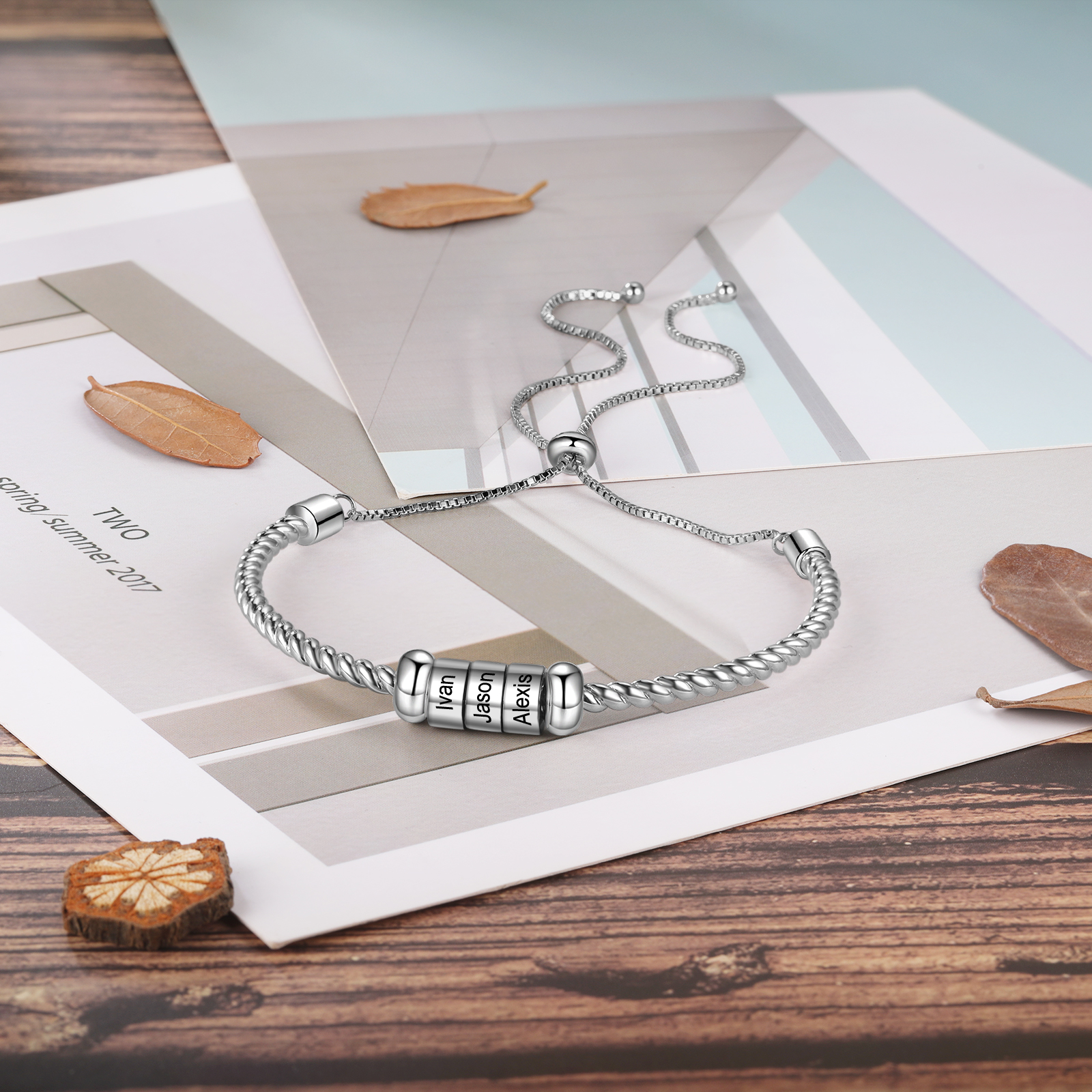 Personalisierte 3 Namen gebundenes Namensarmband