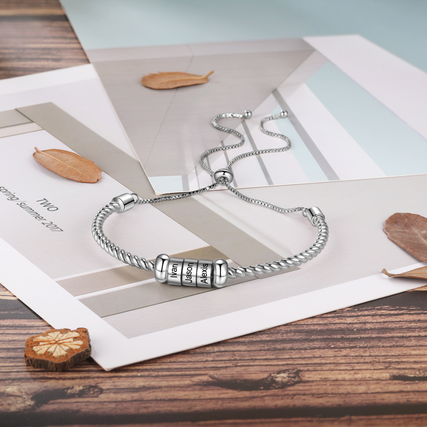 Personalisierte 3 Namen gebundenes Namensarmband