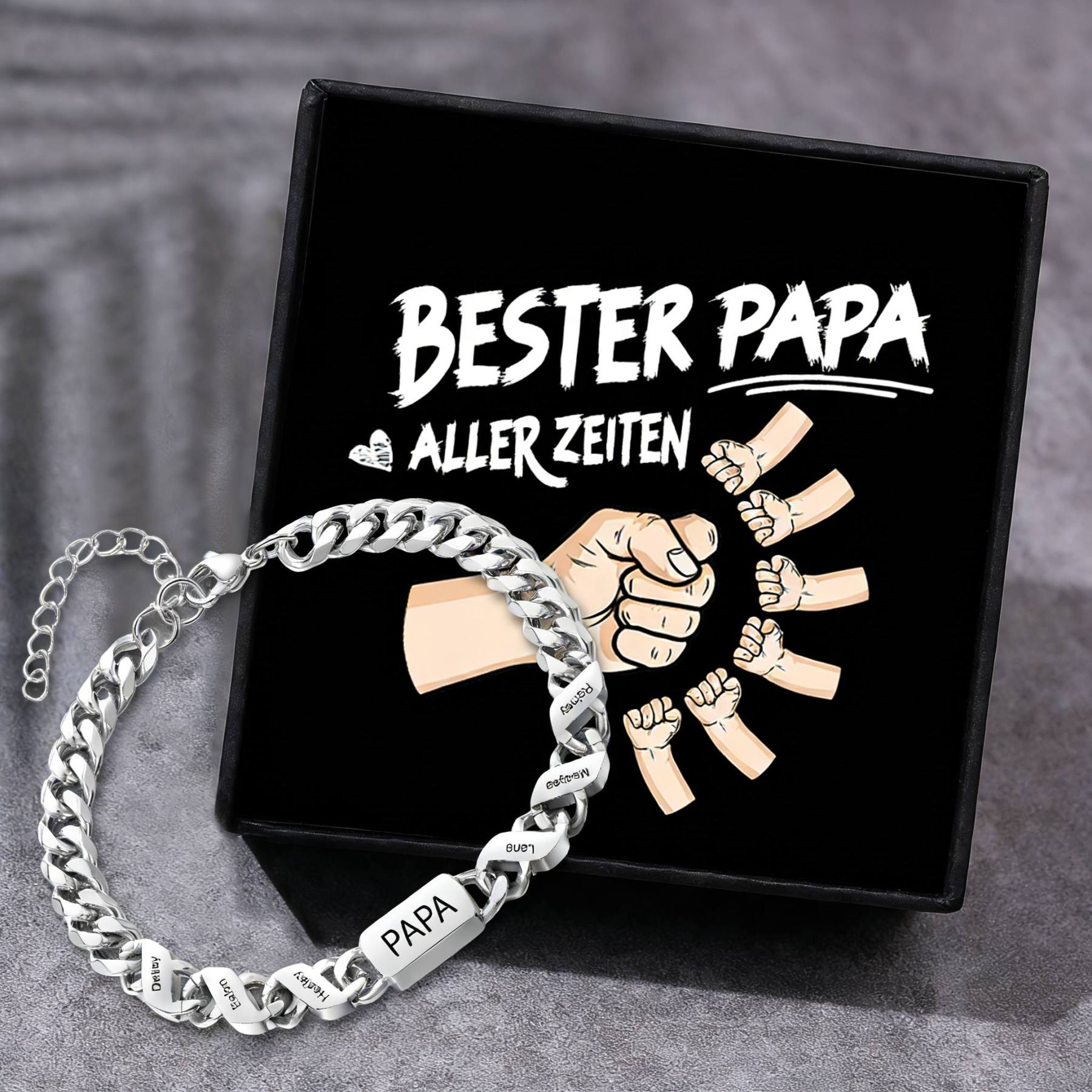 Herren Personalisierte 1-6 Namen Edelstahl Armband mit Text