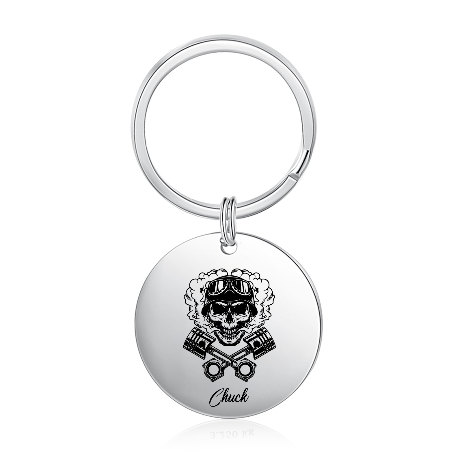 Personalisierbarer Name Rund Metall Skelett Schlüsselanhänger für Großvater