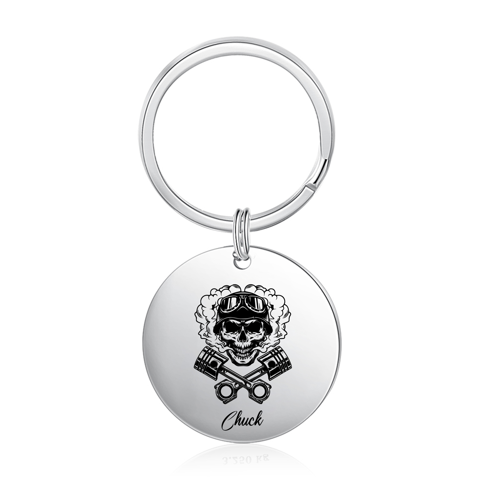 Personalisierbarer Name Rund Metall Skelett Schlüsselanhänger für Großvater