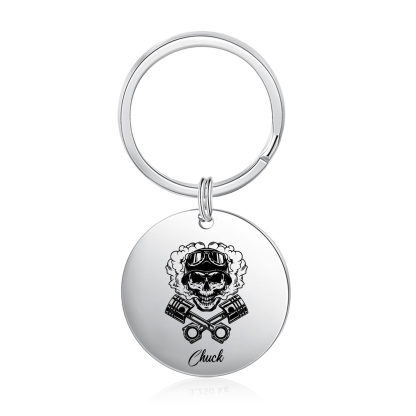 Personalisierbarer Name Rund Metall Skelett Schlüsselanhänger für Großvater