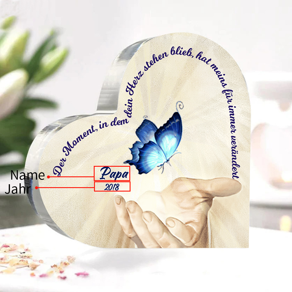 Personalisierte 1 Name & Jahr Blau Schmetterling Acryl-Deko-Trauer Schreibtischdekoration