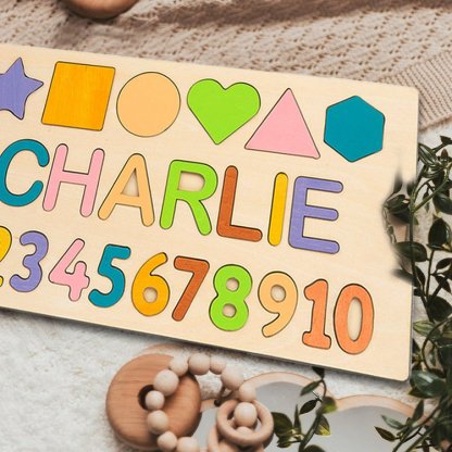 Personalisierte Hölzerne Name Puzzle Benutzerdefinierte Holz Fraktalbild & Zahl Puzzle mit Kinder Name 