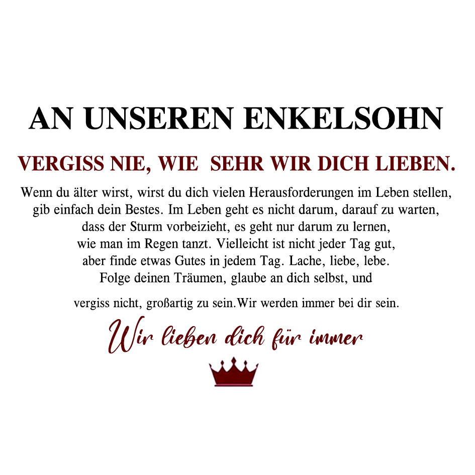 Herren Personalisierter 1 Name Edelstahl Hufeisenschnalle Handseil Armband-An unseren Enkelsohn-Geschenk mit Nachrichtenkarte