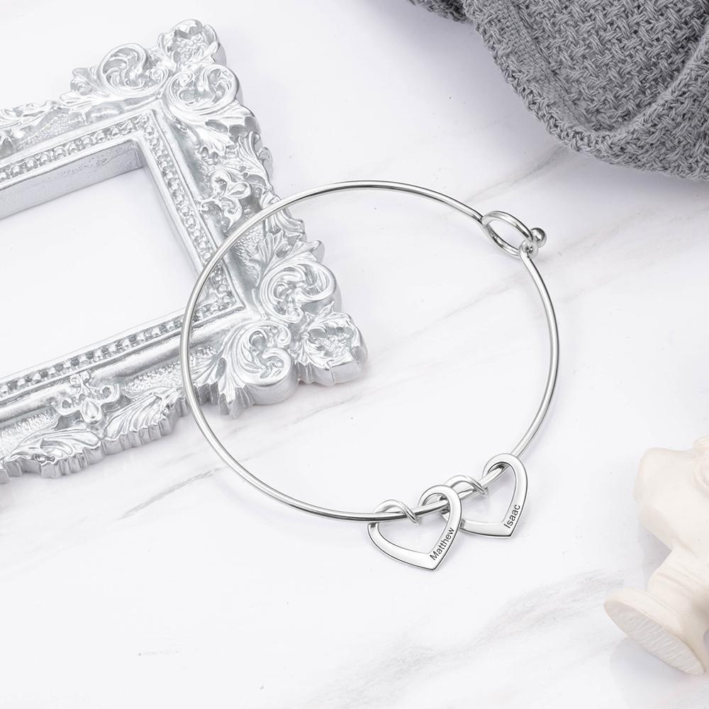 Damen Armband mit Gravuren 2 Herzen