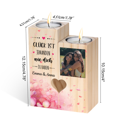 Personalisierbarer Foto & Text an Beste Freundin Kerzenhalter " Glück ist jemanden wie dich zu haben “