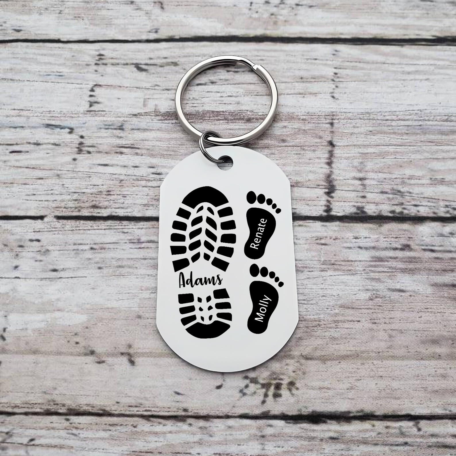 Personalisierbare 3 Namen Papa Schuh Schlüsselanhänger für Vater