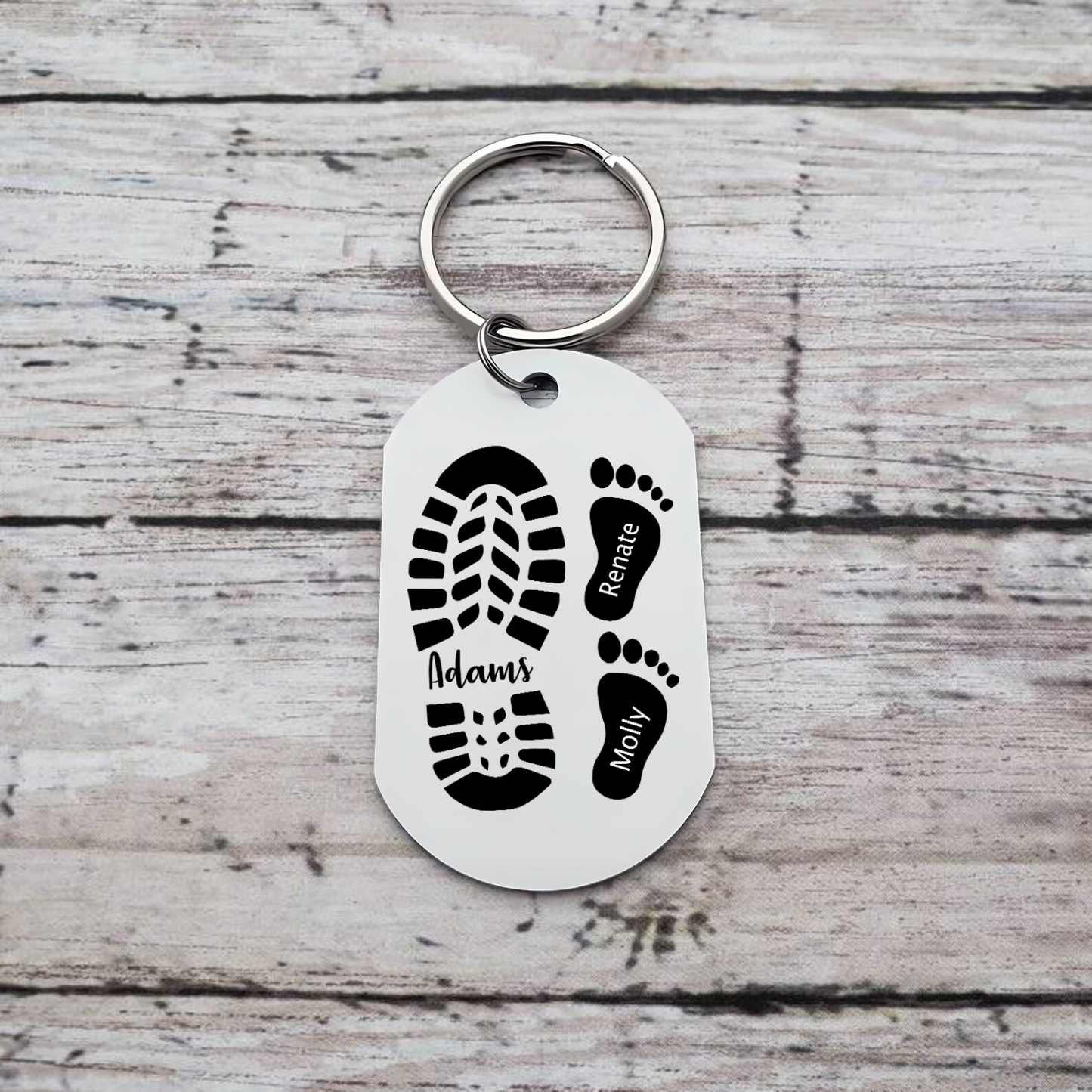 Personalisierbare 3 Namen Papa Schuh Schlüsselanhänger für Vater