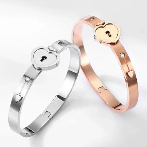 Schlüssel zum Herzen-Schlüssel Halskette und Liebesschloss Armband Set für Paar 