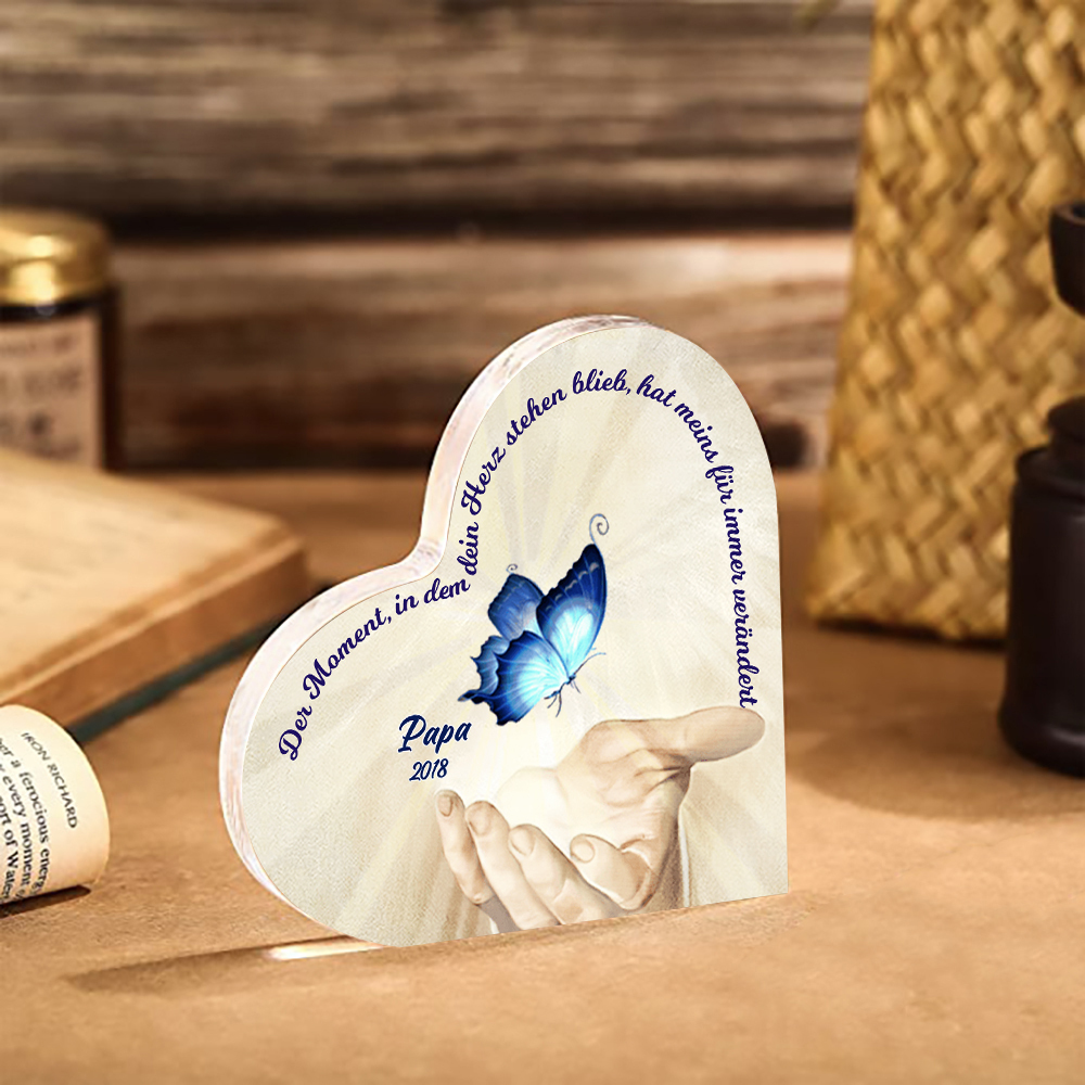 Personalisierte 1 Name & Jahr Blau Schmetterling Acryl-Deko-Trauer Schreibtischdekoration