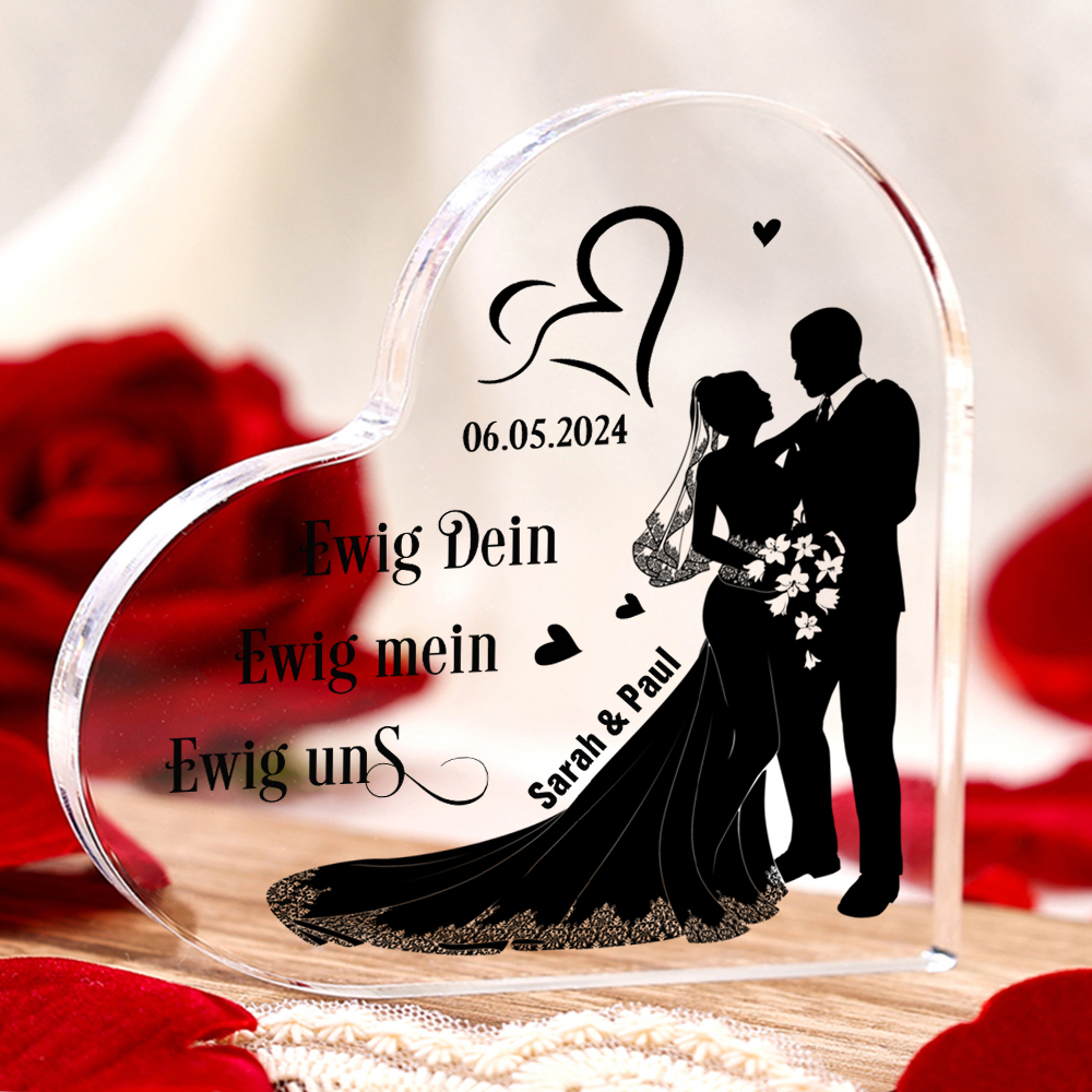Personalisierte 2 Namen & Datum Acryl-Deko Ewig Dein Ewig Mein Ewig Uns Hochzeitstag Geschenk für Liebespaar Paar Geschenke zur Hochzeit