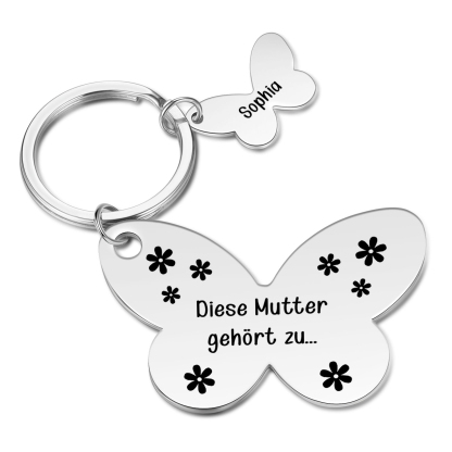 Personalisierbarer Text & 1 Name Schmetterling Metall Schlüsselanhänger