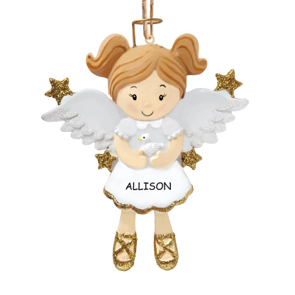Holz Weihnachtsornament-Personalisierter Name & Jahr Engel Baby Ornament Schutzengel