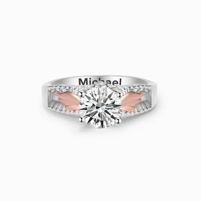 Personalisierter Gedenkring mit Flügeln – Ich bin keine Witwe. Ich bin die Frau eines Mannes mit Flügeln