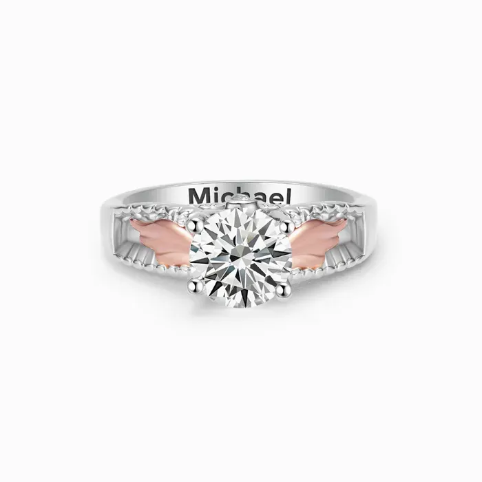 Personalisierter Gedenkring mit Flügeln – Ich bin keine Witwe. Ich bin die Frau eines Mannes mit Flügeln