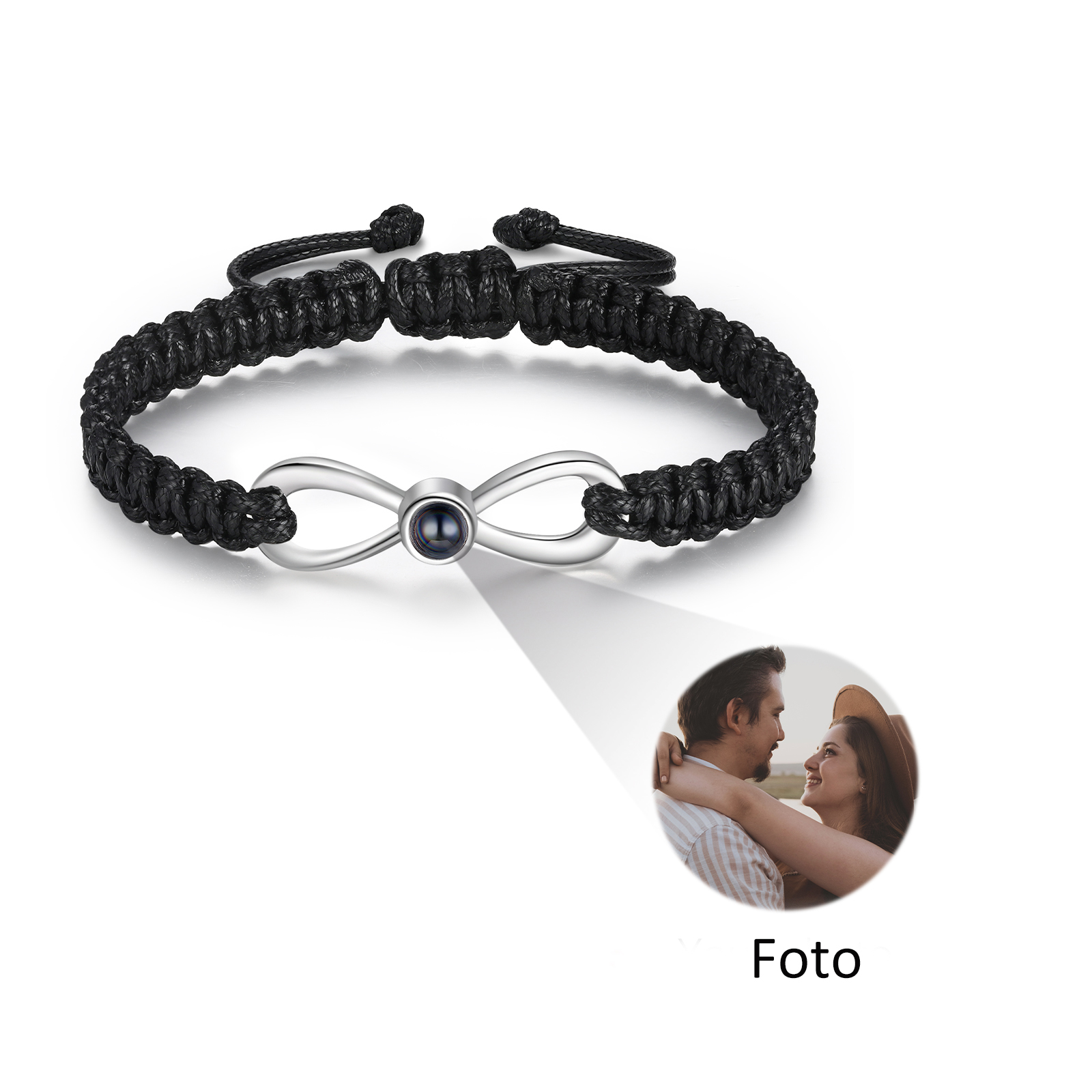 Personalisiertes Foto infinity Projektion Handseil Armband