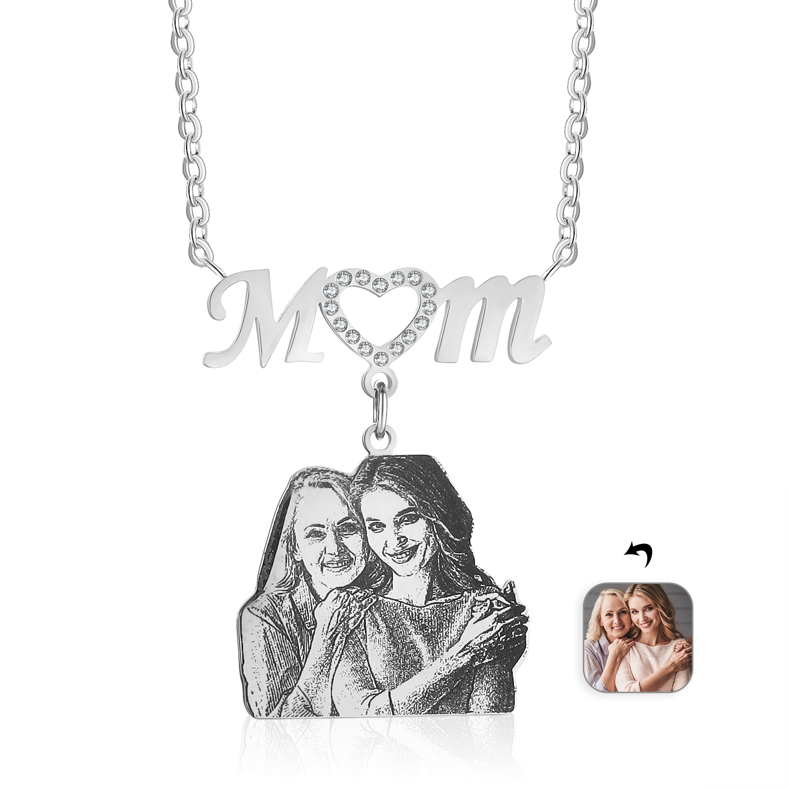 Personalisiertes Foto Gravur "MOM" Halskette