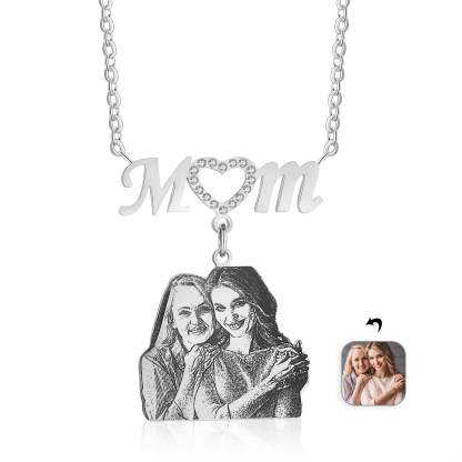 Personalisiertes Foto Gravur "MOM" Halskette