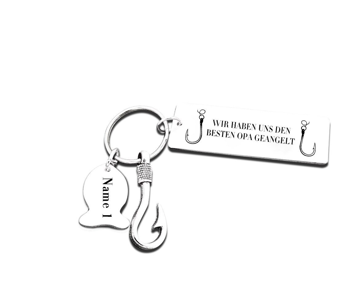 Personalisierbarer 1 Name Schlüsselanhänger-Wir haben uns den besten Opa geangelt-Geschenk für Großvater