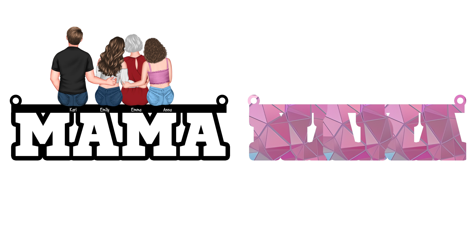 Personalisierter Plastik Anhänger-Mutter & Kinder-Pefektes Geschenk für Mama/Oma