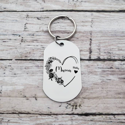 Personalisierbare 1-6 Namen Mama Herz Schlüsselanhänger
