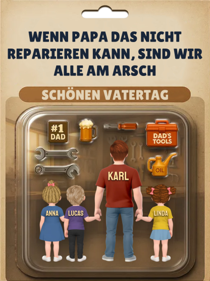 Personalisiertes Design von Papa und Kinder Acryl-Deko-Papa kann alles reparieren-Schreibtischdekoration für Papa