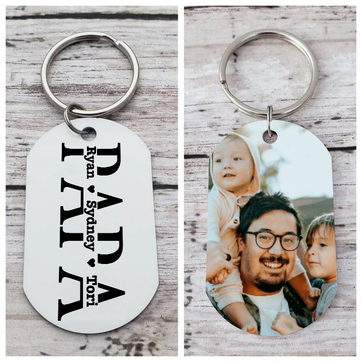 Personalisierbares Foto & 3 Namen Papa Schlüsselanhänger-Geschenk für Vater