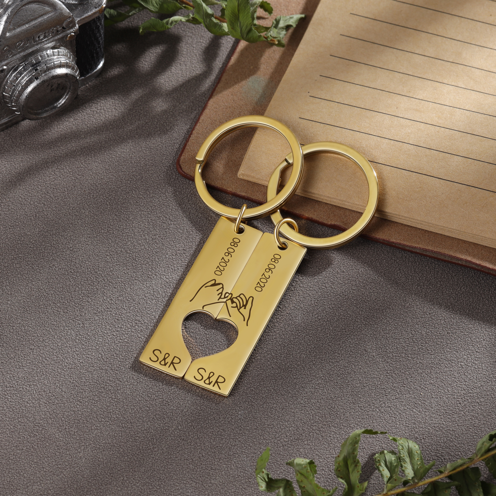 Personalisierte Partner-Schlüsselanhänger mit individueller Gravur im 2er Set - Herz Vereinbarung