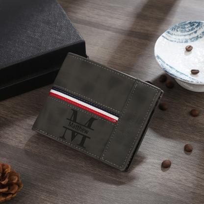 Personalisierte Foto & Name & 1 Buchstabe PU Leder Geldbörse