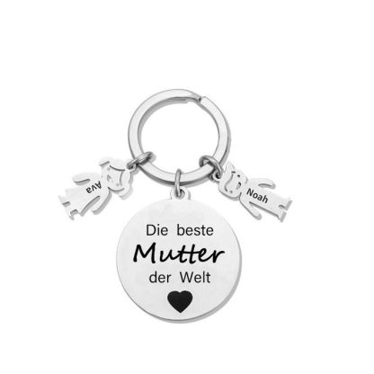 Gravur 2 Namen & Wunschtext Familie Schlüsselanhänger - Dieser Vater ( oder Mutter, Opa, Oma, usw. ) Gehört zu ...