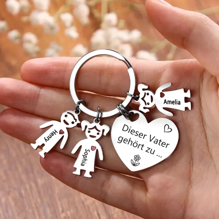 Personalisierter Foto* Name*Muster PU Leder Geldbörse & Name* Muster Schlüsselanhänger & Karte & Box Geschenkbox Set für Papa