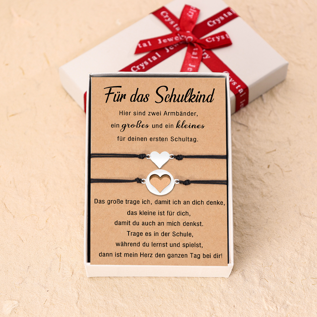 Herz Armbänder Set-Für das Schulkind-Schulanfang Geschenk mit Nachrichtenkarte