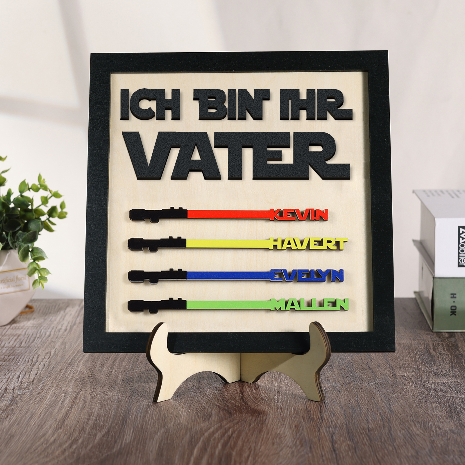 Papa Holz Deko-Personalisierbare 4 Namen-Ich bin ihr Vater- Ornament Holzdekoration für Vater