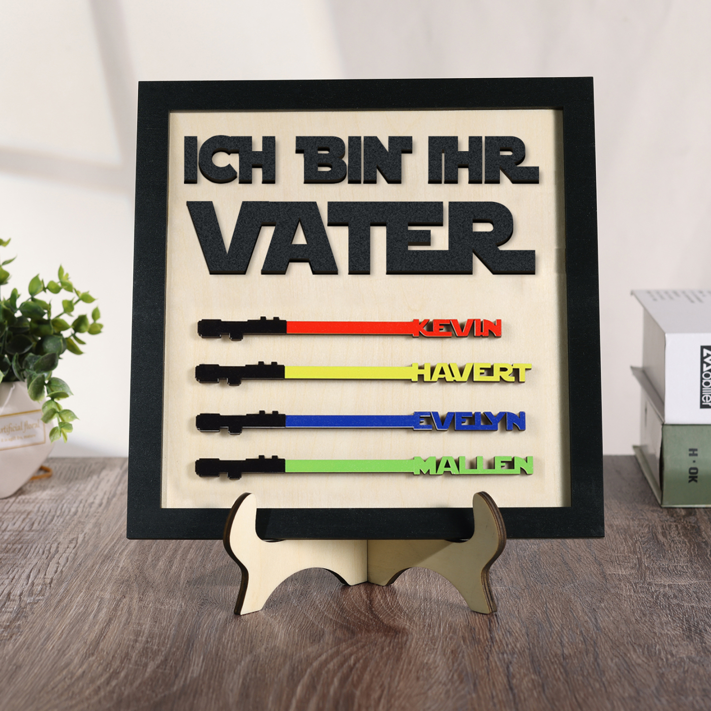 Papa Holz Deko-Personalisierbare 4 Namen-Ich bin ihr Vater- Ornament Holzdekoration für Vater