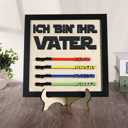 Papa Holz Deko-Personalisierbare 4 Namen-Ich bin ihr Vater- Ornament Holzdekoration für Vater