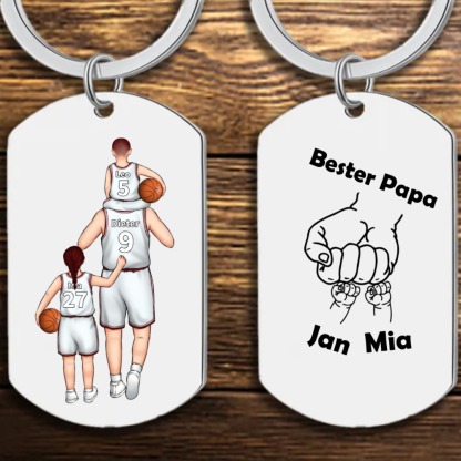 Personalisierbarer 2-4 Namen Fauststoß Familie Basketball-Mannschaft Schlüsselanhänger-Geschenk für Vater