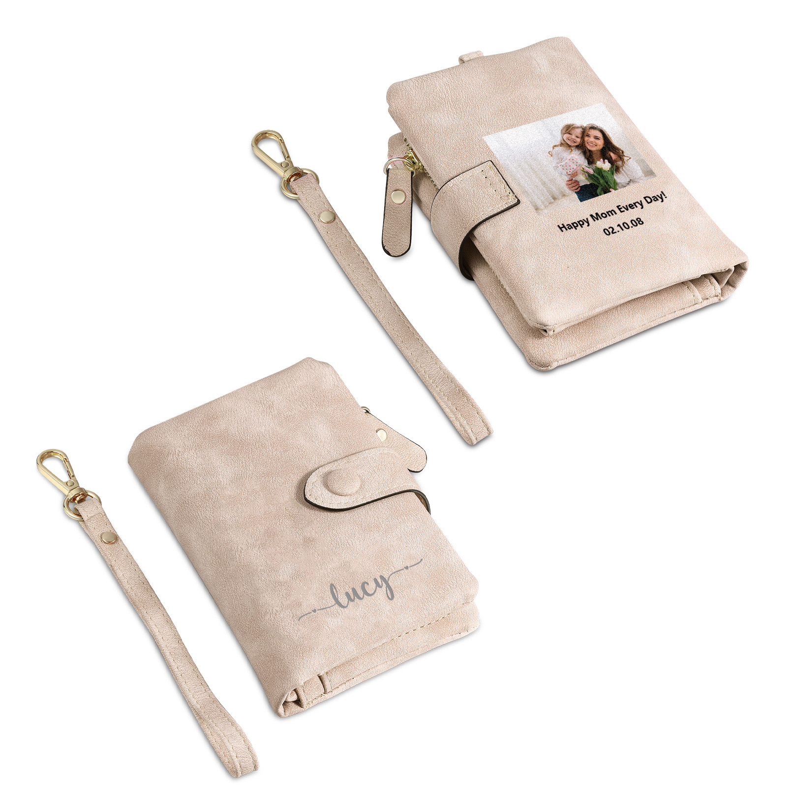 Damen Geldbörse Personalisierbarer Name & Foto & Text  PU Leder Geschenke für Frauen