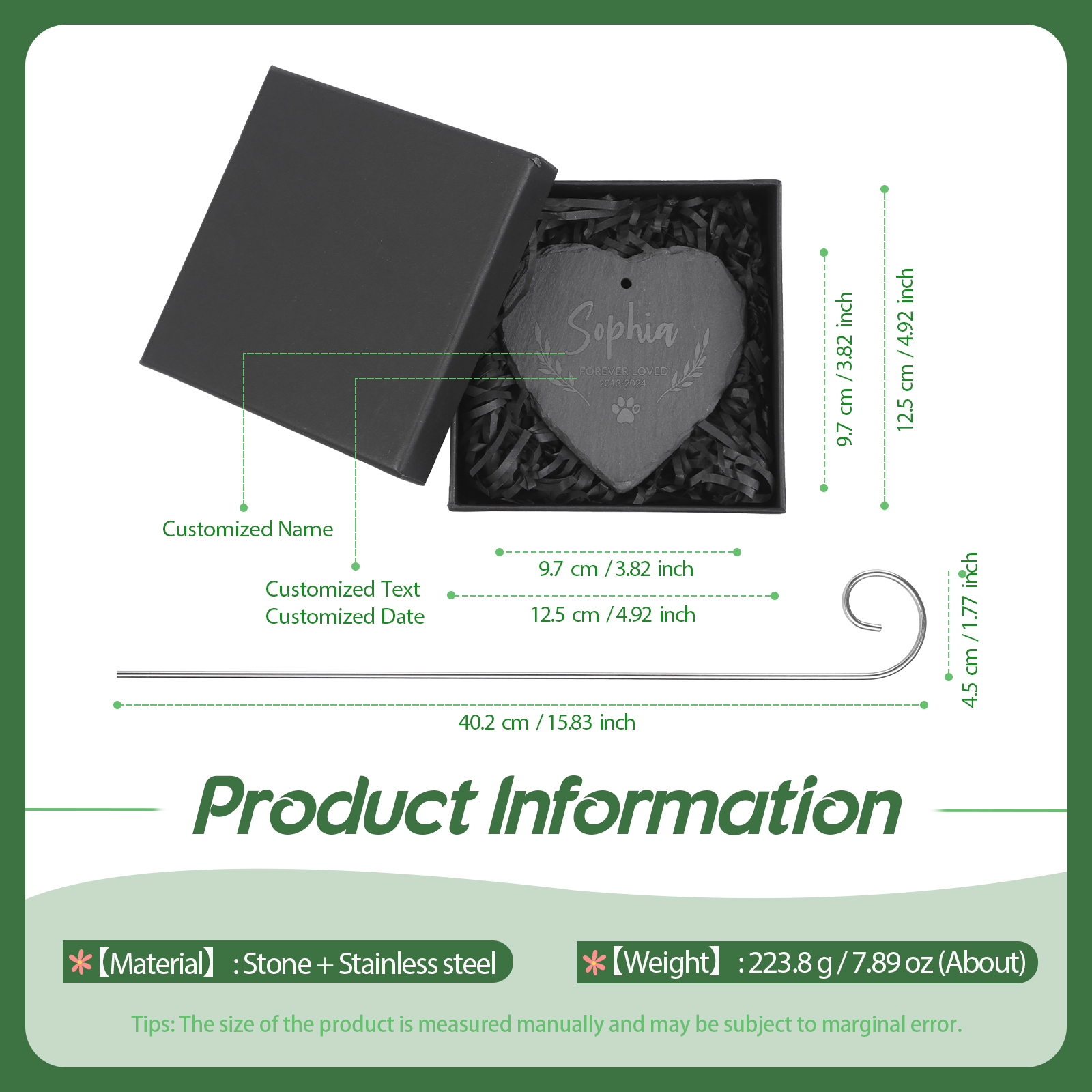 Personalisierter Grabstecker aus Schiefer – mit Name, Text & Datum graviert