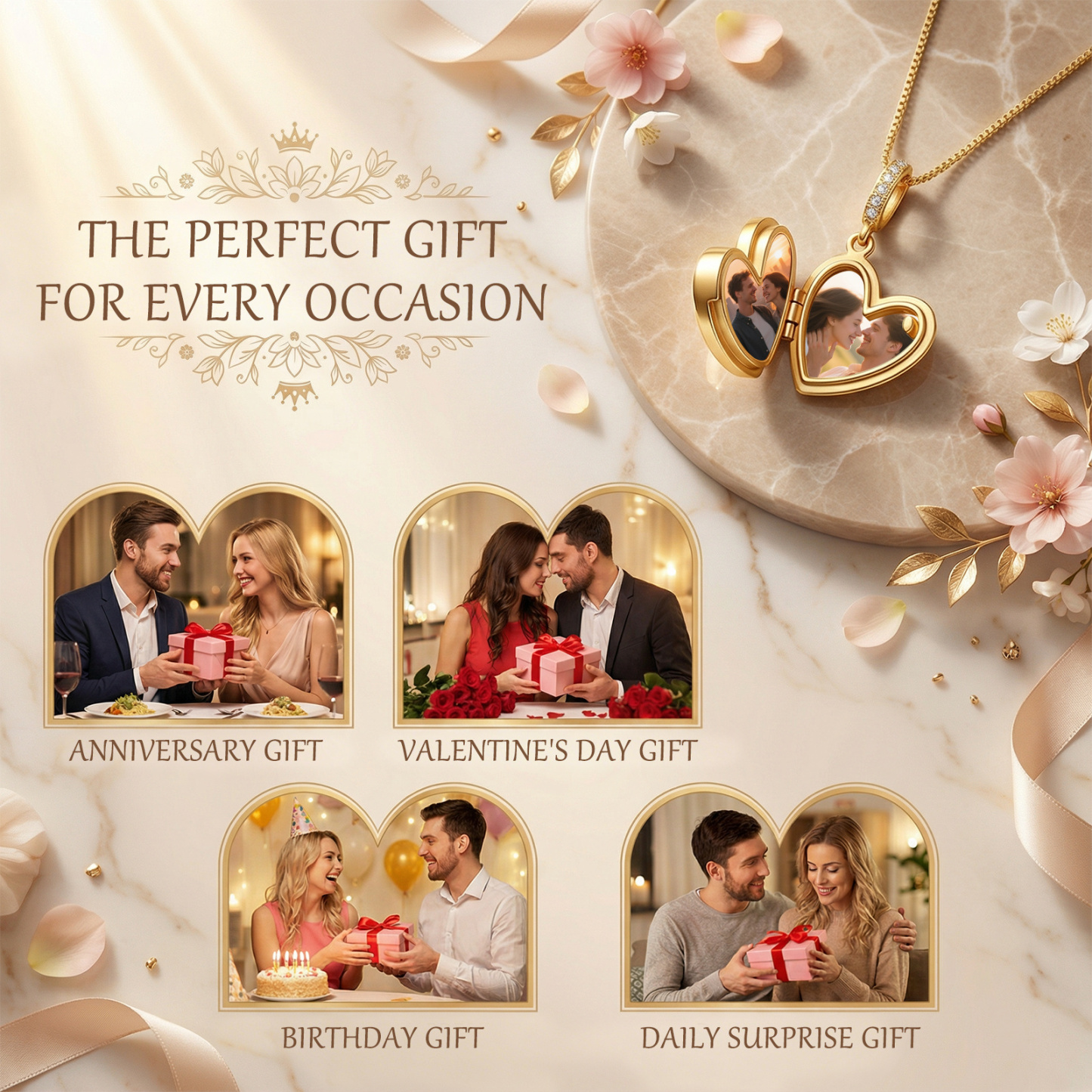 Personalisierte Herz-Medaillon Halskette mit eigenem Foto