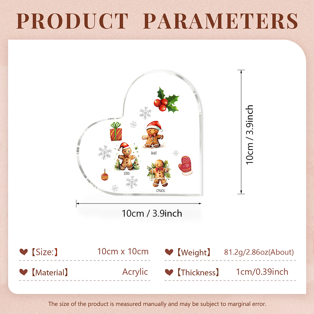 Personalisierte 3 Namen Lebkuchenmann Familie Weihnachten Acryl-Deko-Schreibtischdekoration