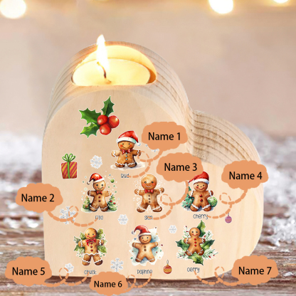 Personalisierte 7 Namen Lebkuchenmann Familie Herzform Weihnachten Kerzenhalter