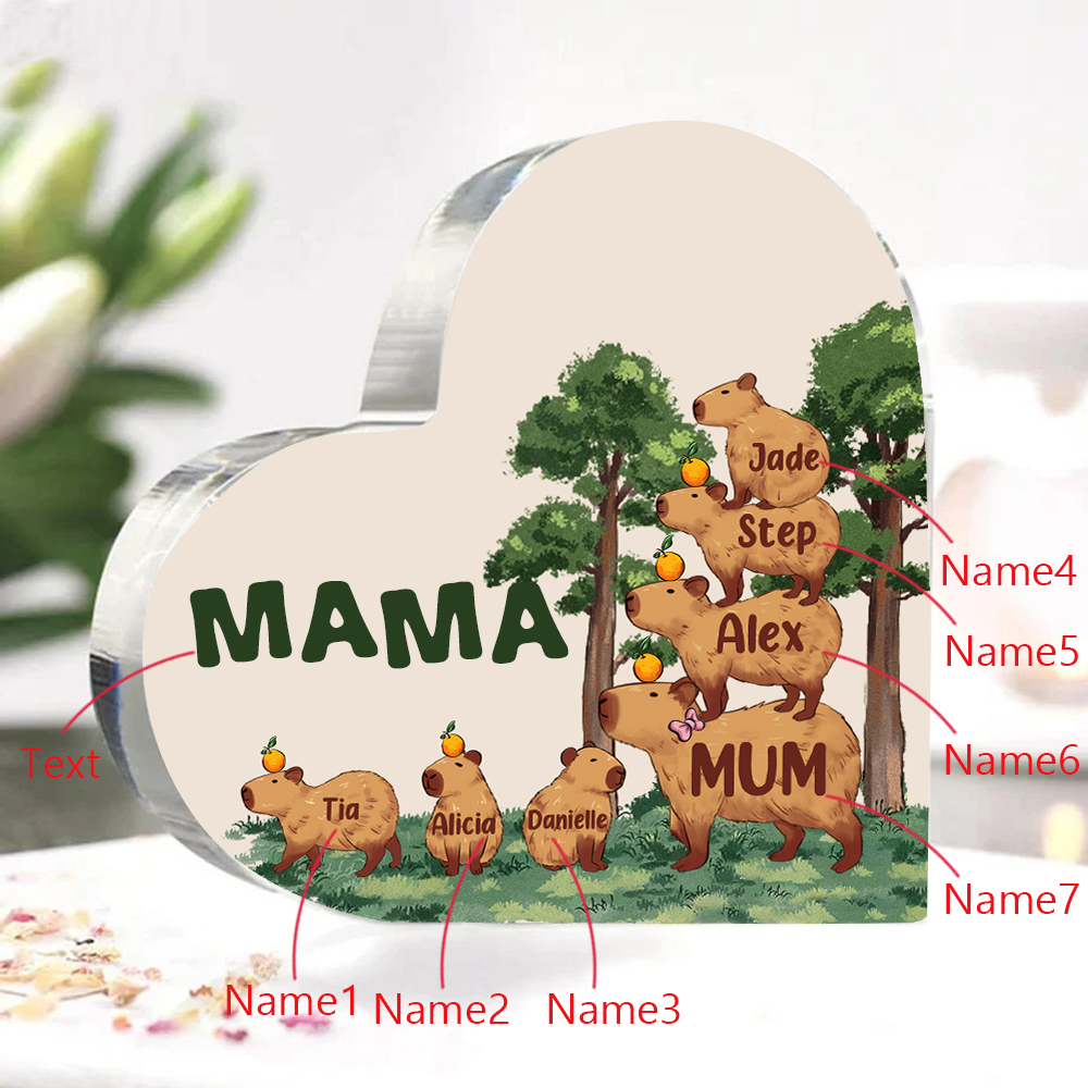 Personalisierte 7 Namen & Text Minase Familie Acryl-Deko Schreibtischdekoration für Mutter