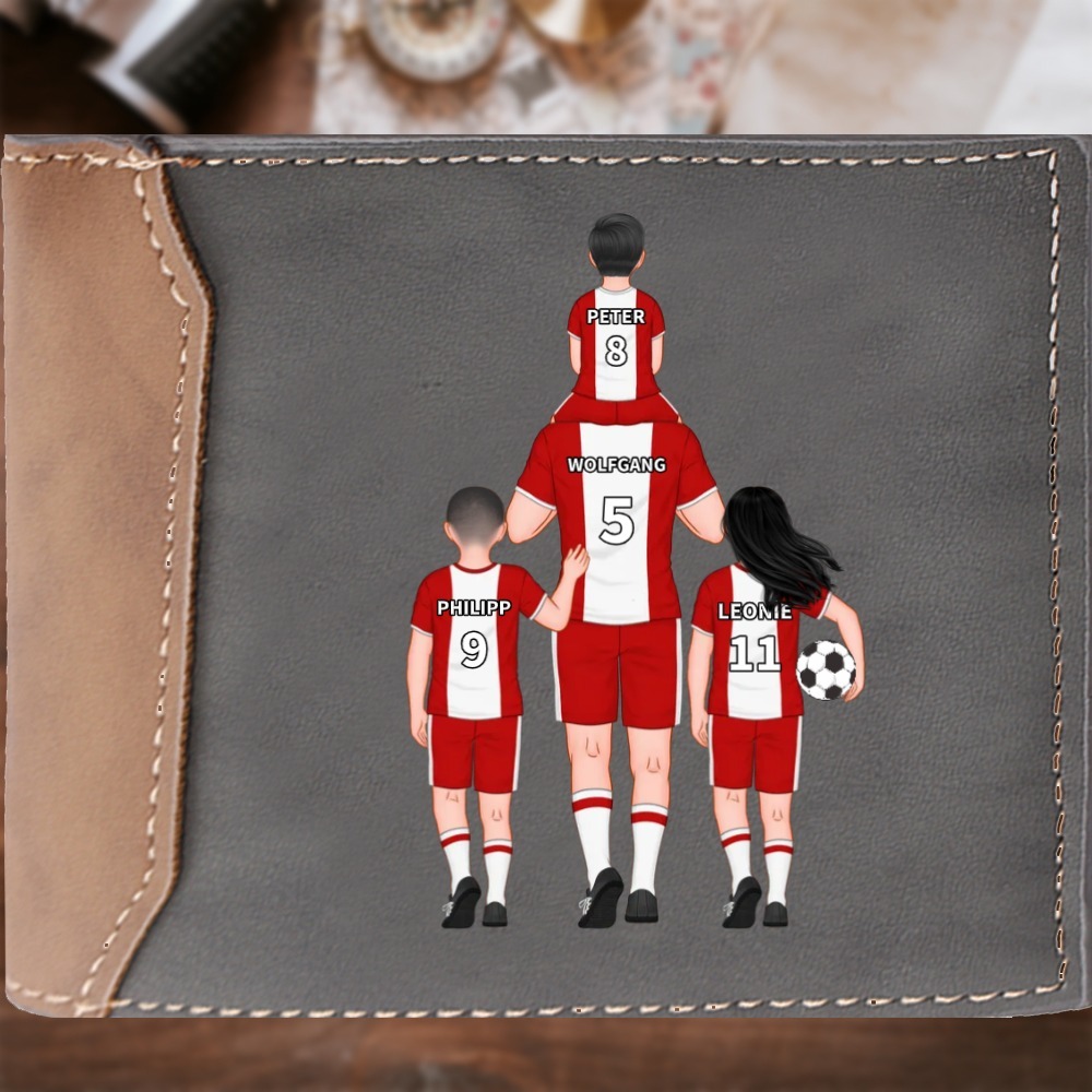 Personalisierte 2-4 Namen Familie Fußballmannschaft PU Leder Geldbörse