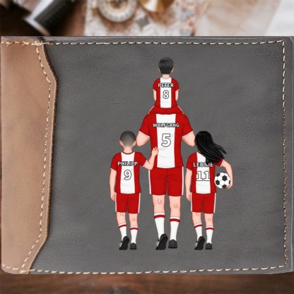 Personalisierte 2-4 Namen Familie Fußballmannschaft PU Leder Geldbörse
