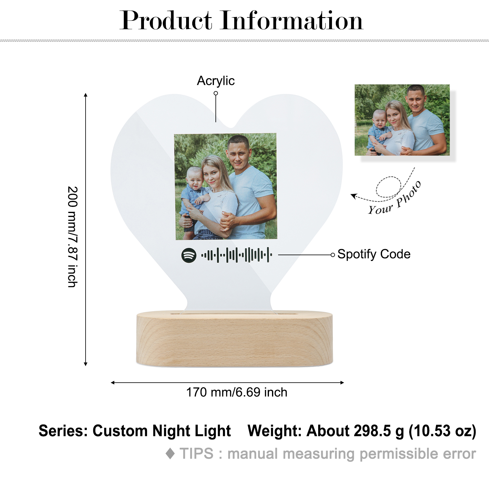 Scannbare Benutzerdefinierter Spotify Code Lampe Acryl Musik Tafel Nachtlicht Geschenke für Familie