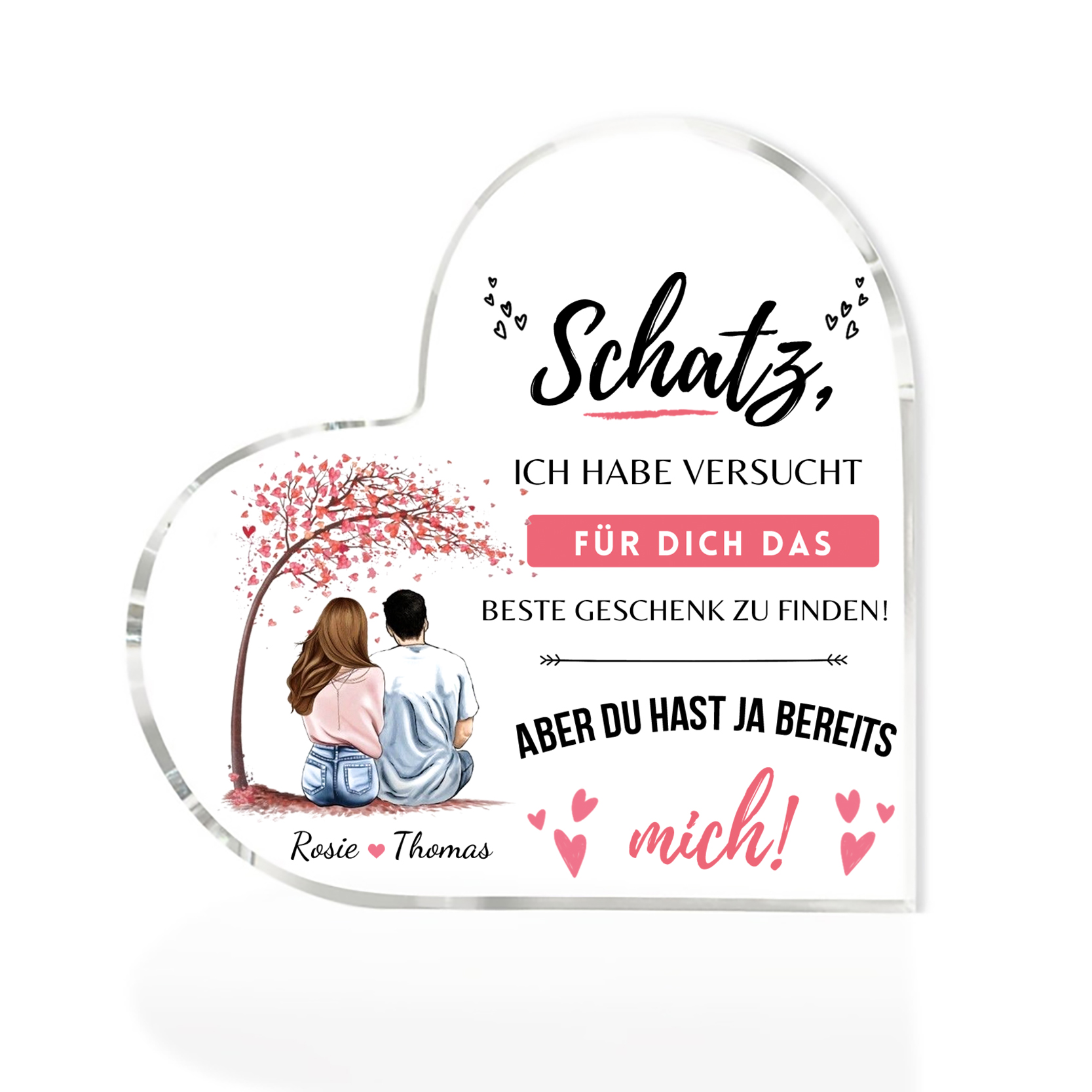 Personalisierte 2 Namen Acryl-Deko-Du hast ja bereits mich-Schreibtischdekoration für Paar