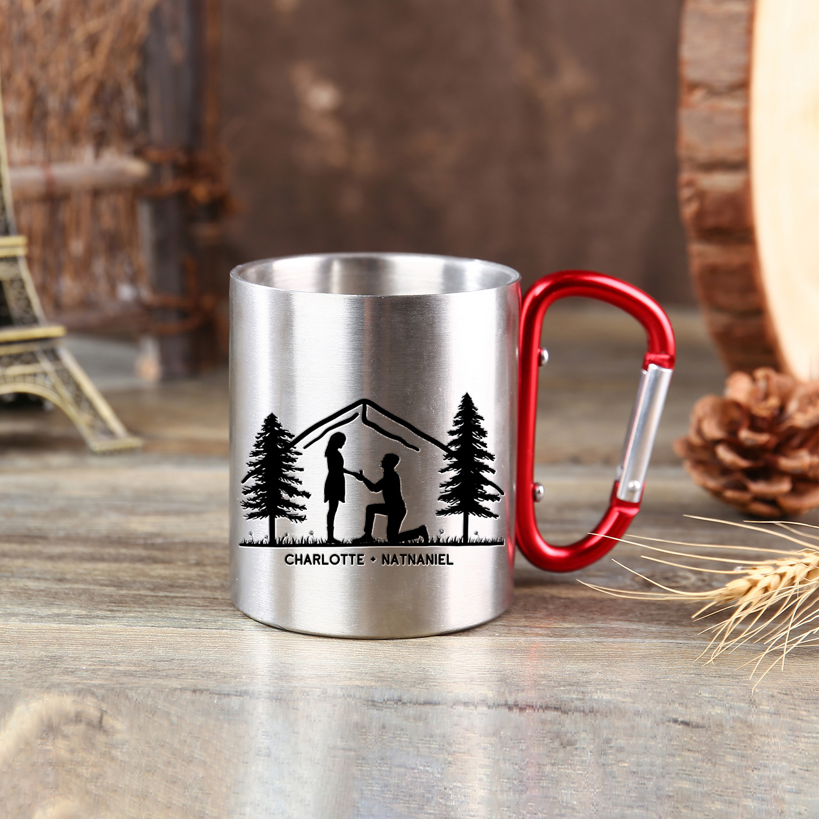 Edelstahl Tasse-Personalisierte 2 Namen Metall Becher-für Paare