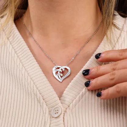 925 Sterling Silber Personalisierte 4 Namen Herz Halskette mit 4 Geburtssteinen