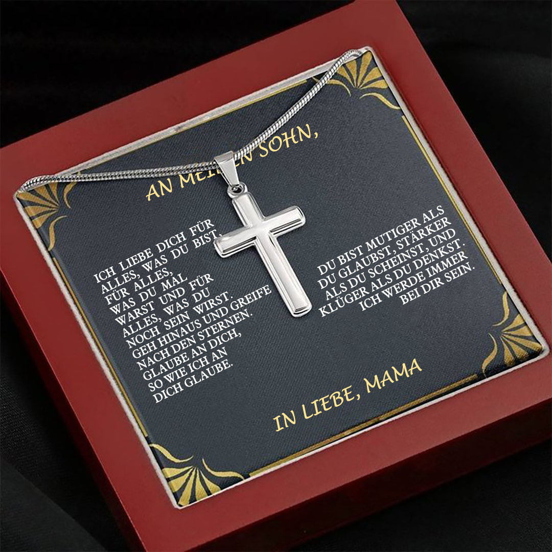 925 Sterling Silber An Meinen Sohn von Mama Kommunion Kreuz Halskette - Geschenk mit Nachrichtenkarte